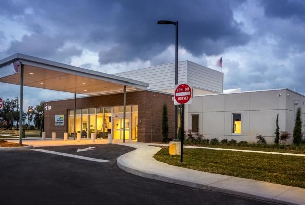 Front of Ocala Health Trailwinds Village Emergency Department at dusk